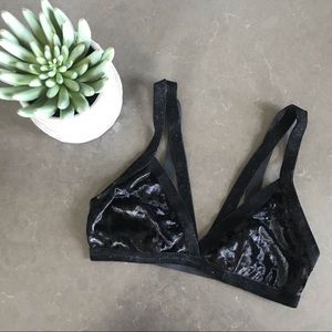 Black Strappy Velor Bralette